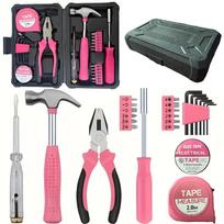 24-Piece Pink Multi-Functional Tool Set for DIY and Auto Repair