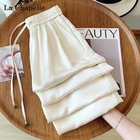 La Chapelle Women's Acetate Satin Wide-Leg Pants 28/L