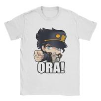 Chibi Ora Ora Ora Hero Jojos Bizarre Adventure T Shirts Men's  Cotton Cool T-Shirt Crew Neck  Tees Short Sleeve Clothing S įvairiaspalvis