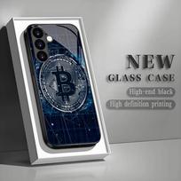 Technology Bitcoin Black Glass Phone Case Suitable for Samsung Galaxy S26 S25 S24 S22 S21 S20 FE/Ultra/Plus Anti Drop Back Cover GalaxyS25