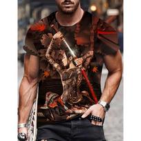 Anime Samurai Girl 3D Print T-Shirts Men's Women Short Sleeve Round Neck T Shirt Oversized Streetwear Tees Unisex Tops Clothing M