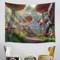 Tapestry fairytale mushroom sunny forest 75x100 juoda