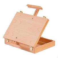 Tabletop Easel Oil Painting Box with Double Drawers Wooden Sketchbox Storage for Artist
