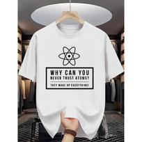 European sizes Men's Science Joke T-Shirt with Atomic Model & Chemistry Pun - Funny Physics Humor, Grey Round Neck Casual Tee for Science S balta