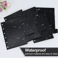 A7 5Pcs Binder Pockets Binder Zipper Folders for 6 Ring Notebook Divider Page Waterproof PVC Leaf Document Filing Bag (Black,A7) juoda