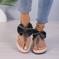 Women's Wide Width Bow Thong Sandals - Jute Rope Sole Flip Flops for Summer, Fashion Bohemian Slides 35 pilka spalva