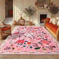 Rustic Insect Flowers Easy Clean Carpet for Living Room Decoration Bedroom Bedside Soft Rug Non-slip Lint-free Luxury Floor Mat 40cm x 60cm