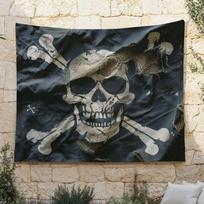 Tapestry Black pirate flag skull and 75x100 juoda