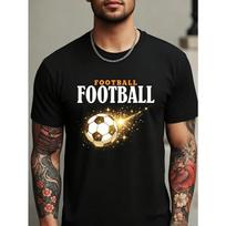European Size Trendy Hip-Hop Shiny Football Print Men'S T-Shirt, Perfect for Home Wear, Summer Dates, Outings, Or Various Anniversary Celebrations S juoda