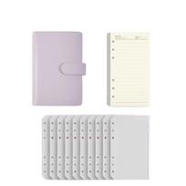 Pu Leather Loose-Leaf Notebook A6 Portable Budget Binder Refillable 6 Holes Binder Saving Money Binder violetinė
