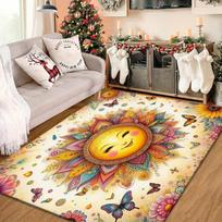 Smiling Sunflower Rug for Bright Living Spaces Floral Area Rugs | Happy Home Decor Ideas Anti slip carpet can be machine washed 50x80cm