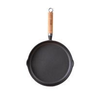 Telssida Thick Cast Iron Skillet, Uncoated Steak Pan, Non-Stick Frying Pan, Raw Iron Mini Breakfast Pan, 20cm, No Lid juoda