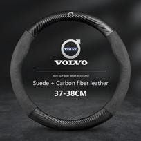 For Volvo XC40 XC60 XC70 XC90 S60 S80 S90 V40 V50 V60 V90 C30 Carbon fiber Suede Car Steering Wheel Cover Anti-slip Accessories anglies pluošto juodos spalvos