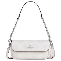 COACH Hailey 20 Logo Flap Closure Coated Canvas Crossbody Shoulder Bag Small Women's White balta