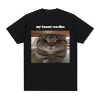 2026 Summer Fun Cat Model Letter Printed Round Neck Tshirt for Men and Women Casual 100 Cotton Soft Breathable Short Sleeve M