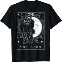 Tarot Card Crescent Moon and Cat Graphic T- Shirt 2XL
