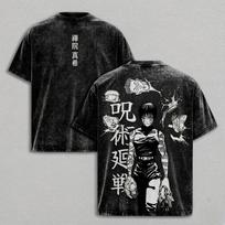 Manga Jujutsu Kaisen Zenin Maki Tshirt Vintage Y2k Washed T-shirt for Men's Clothing Casual Loose Tees Tops S