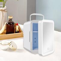 Mini Fridge with LED Makeup Mirror Car Refrigerator for Food Skincare Beauty