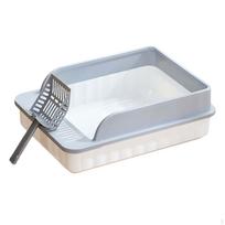 Semi Enclosed Cat High Sided Kitty Litter Pan Splashproof Portable Sandbox Potty Toilet Bedpan