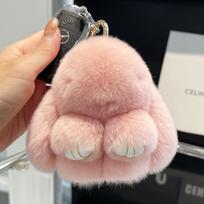 Mini Cute Real Rex Rabbit Fur Bunny Keychain Toy Doll Keyring Tote Bag Charm 10CM Fur Rabbit Keychain Car Pendant