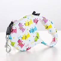 Auto Retractable Printed Pet Leash Auto Tractor Outdoor Dog Walking Leash (Printing position and pattern random) for up to 35KG smėlis