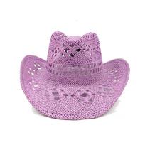 Golden yellow Western cowboy straw hat unisex outdoor travel beach sun hat classic gentleman cowboy straw hat  sombrero M55-58cm