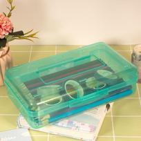 Didelės talpos pieštukinė, plastikinės pieštukinės vaikams, mergaitėms, berniukams, suaugusiems, kietas kreidelių laikiklis su sandariu dangteliu mokyklai, biuro reikmenims žalia