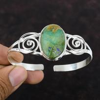 Azurite Malachite Bangle Handmade Antique Jewelry Adjustable Bangle 925 Sterling Silver Cuff Bracelet Wedding Gift Original Gemstone Bangles