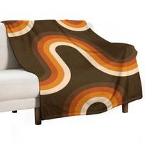 70-ųjų raštas Oranžinės ir rudos bangos Mesti pledas manga šiltas žiemai Madingas Sofoms Sofa Antklodė Pledai 30x40in orange