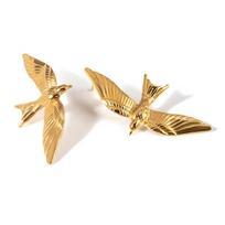 Stainless Steel Ear Studs Gold Plated Stereoscopic Bird Shaped Earrings Jewelry Comfortable Metal Earwear Accessories 1