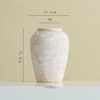 Shu Men Kinijos Wabi-sabi stiliaus keraminė vaza džiovintoms gėlėms – Retro grublėto molio ornamentas svetainės dekoravimui.