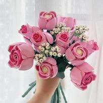 789pcs Bouquet of Pink Roses Compatible 10374 Construction Home Dcor Artificial Flowers Constructing Blocks Bricks Christmas Present