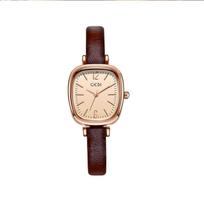 Gadi Ladies Minimalist Thin Waterproof Quartz Watch With Leather Strap For Casual Wear Coffee Rose Shel lPink