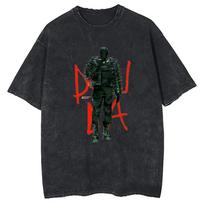Hip Hop Fashion Short Sleeve Top Streetwear Rapper Kanye West Tour Washed Tshirt Summer Unisexs and Womens Cotton YK Clothing S