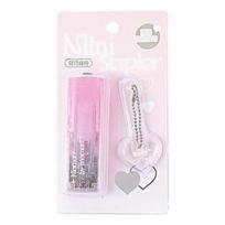 Mini Stapler Portable Clamp Stapler with Hanging Chain Eco-Friendly Compact Stapler for Office Home School Use rožinė