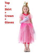Super Mario Bros Kids Princess Peach Cosplay Costume For Halloween And Stage Performances 130cm