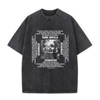 Tame Impala Tour 2026 Album Vintage Washed T-shirt Mens Hip Hop Pop Music T-shirts Casual Oversized Short Sleeve Tees Streetwear 2XL