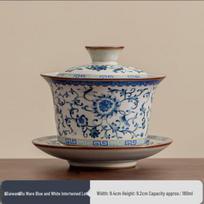 Large Blue and White Porcelain Gaiwan