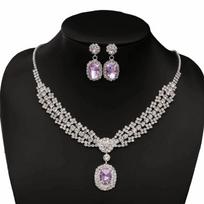 Baroque Women's Rhinestone Jewelry Set Sparkling Rhinestone Studded Jewelry  Bride Accessories violetinė