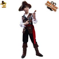 Halloween boy pirate costume boy pirate captain cosplay orgy party stage show costume s (4-6 years old, 104-116cm)