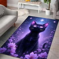 Multiple sizes Cat stares at starry night Print Carpet Rug for Living Room Bedroom Sofa Doormat Home Decor Non-slip Floor Mat 40cm x 60cm