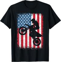 Dirt Bike Motocross Biker American Flag 4th of July Boys Men T Shirt S įvairiaspalvis