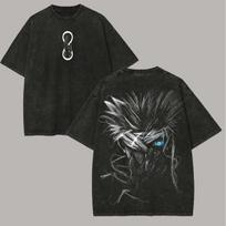 Jujutsu Kaisen Gojo Satoru T Shirt Six Eyes Graphic Men Back Print Acid Wash Oversized Streetwear Anime Cotton Top Tee S
