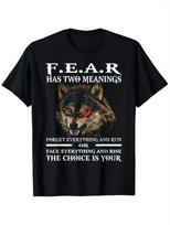 Mens & Womens Wolf Graphic T-Shirt - Face It, Run Bold Quote - Heavyweight 200 S įvairiaspalvis