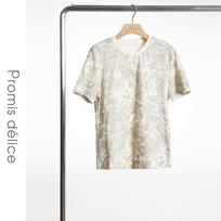 Shetu Couture Beaded Short Sleeve T-Shirt F abrikosas