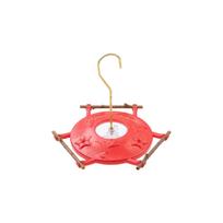Portable Outdoor Garden Bird Feeder Hanging Seed Dispenser with Multiple Perches Suitable for Backyard Patio and Balcony Use One Size raudona