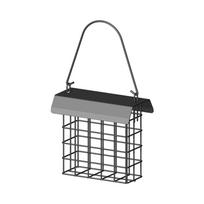 Outdoor Hanging Metal Suet Bird Feeder with Roof and Square Grid Design for Garden Backyard Patio Use One Size