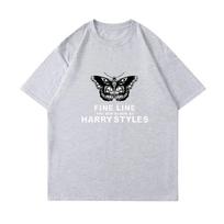 Harry Styles Women's Butterfly Printed T-shirt Summer Fashion Cotton Casual Top Women's Y2K Retro Street T-shirt Clothing S įvairiaspalvis