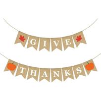 Harvest Themed Party Banner With Burlap Flags For Festive Events