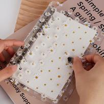 A7/A6 Cute Daisy Spiral Binder Notebook Agenda Cover with Storage Bag Kawaii Transparent School Diary Journal Planner Stationery A7